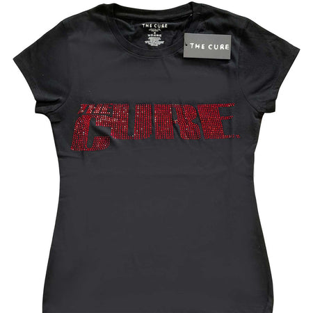 The Cure - Logo Embellished - Ladies Junior Black T-shirt