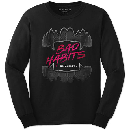 Ed Sheeran - Bad Habits - Long Sleeve Black T-shirt