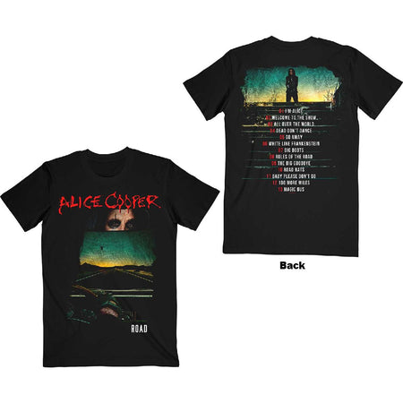 Alice Cooper - Road Cover Tracklist - Black  t-shirt