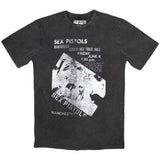 Sex Pistols - Manchester Flyer - Charcoal Grey Stone Wash  t-shirt