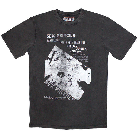 Sex Pistols - Manchester Flyer - Charcoal Grey Stone Wash  t-shirt