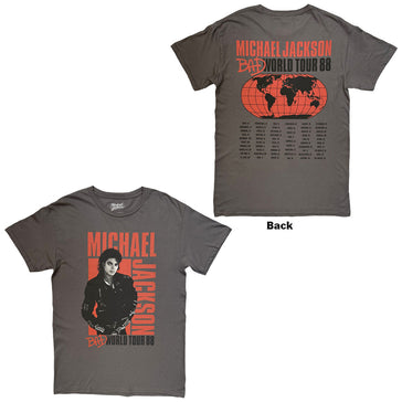 Michael Jackson - Bad World Tour '88 - Charcoal Grey  t-shirt