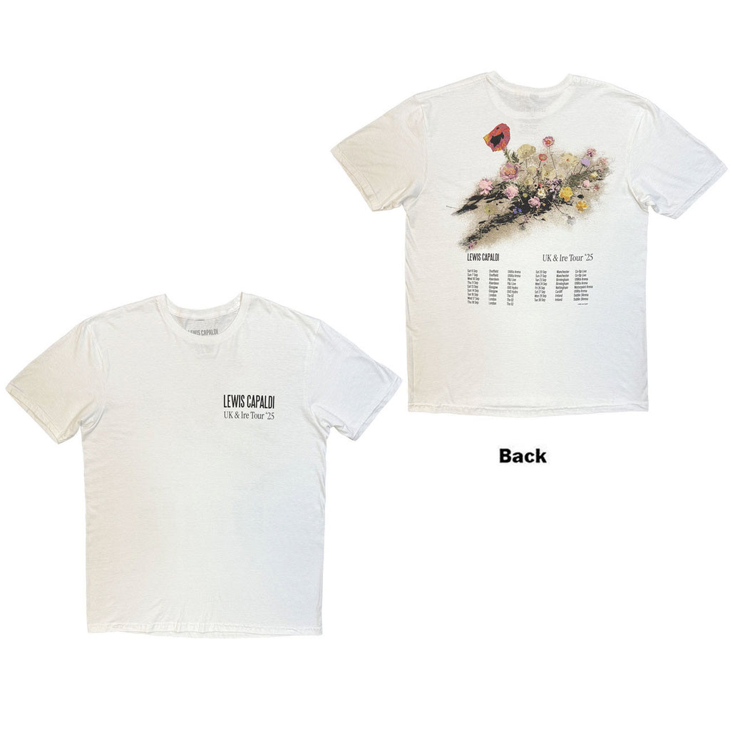Lewis Capaldi - Flowers UK Tour '25 - White t-shirt