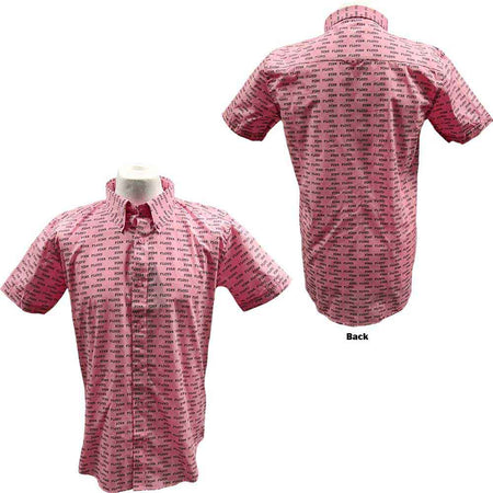 Pink Floyd - Courier Pattern All Over Print - Casual Button Down Pink Shirt