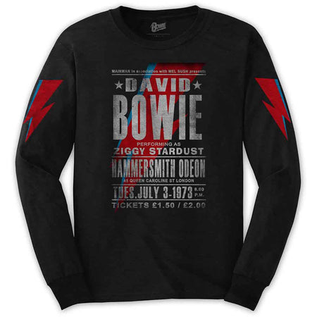 David Bowie - Hammersmith Odeon - Black Long Sleeve t-shirt