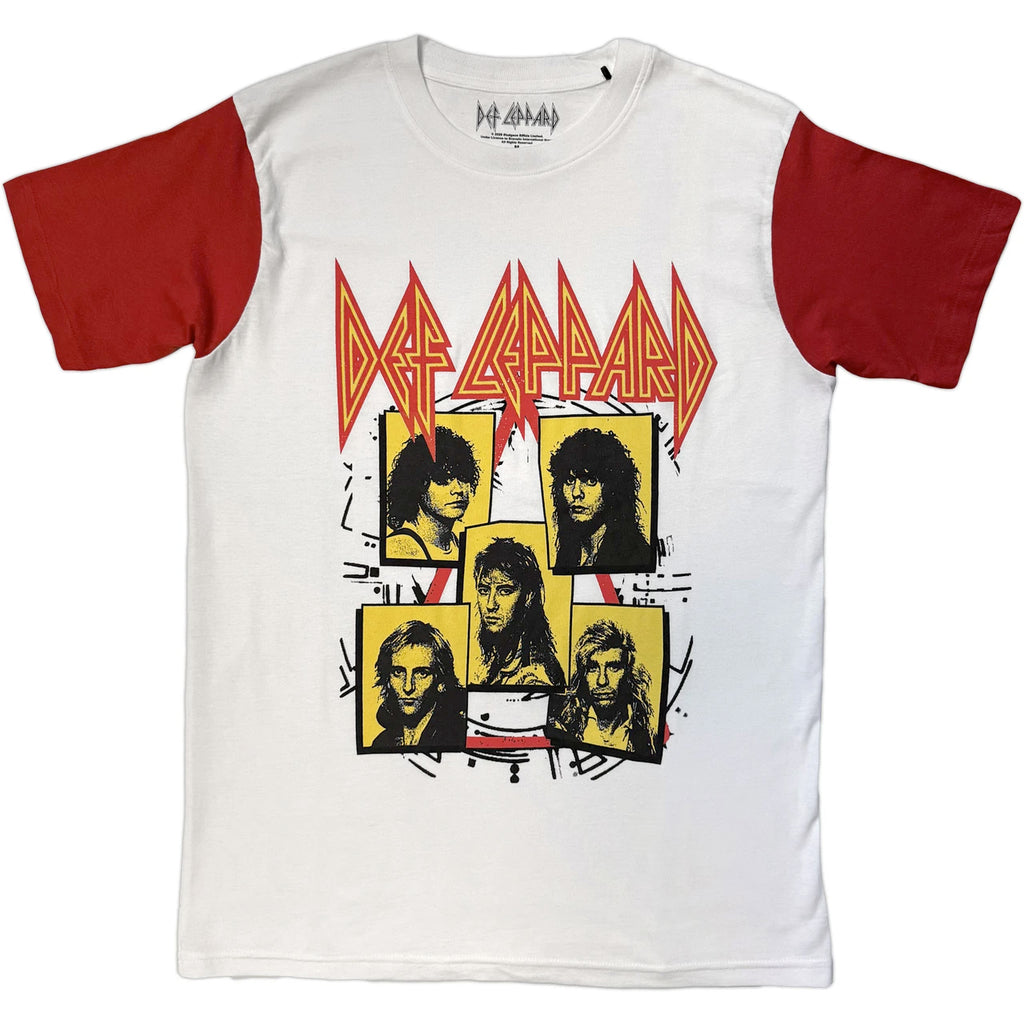 Def Leppard - Band Frame - Red and White Raglan Baseball Jersey t-shirt