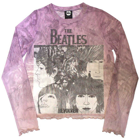 The Beatles - Revolver -Ladies Mesh Long Sleeve Pink t-shirt