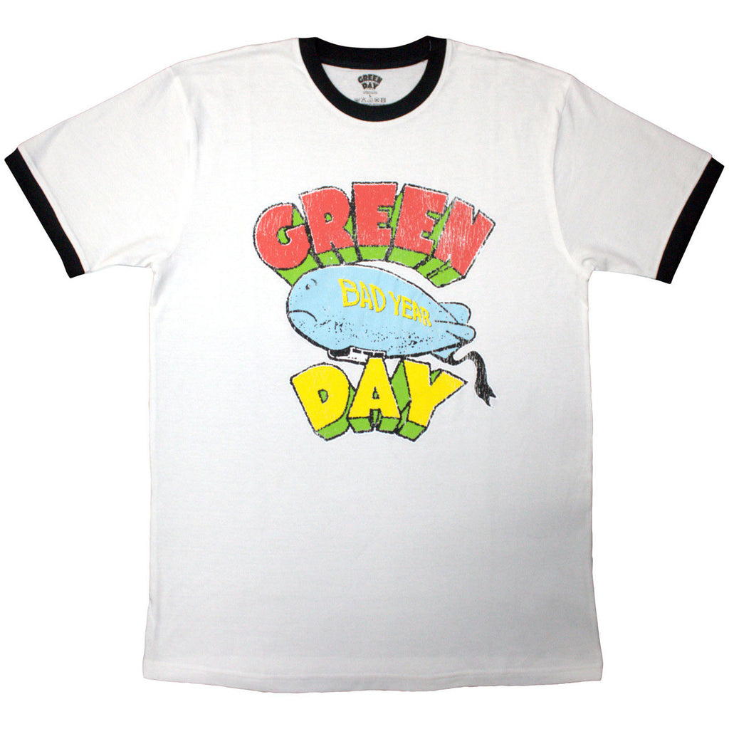 Green Day - Bad Year Blimp - White Ringer t-shirt