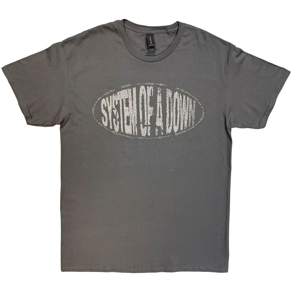 System Of A Down - Stretched Logo - Charcoal Grey t-shirt