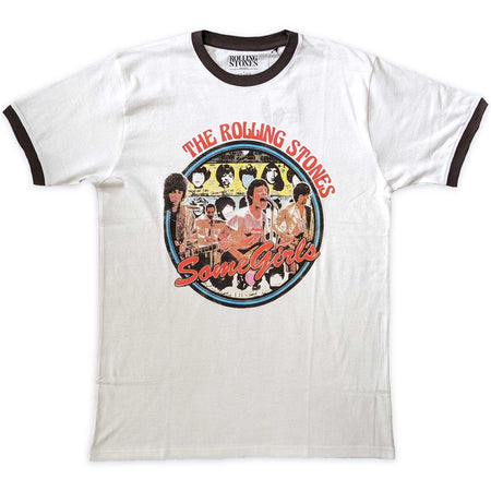 The Rolling Stones - Some Girls Circle Ringer -White  t-shirt