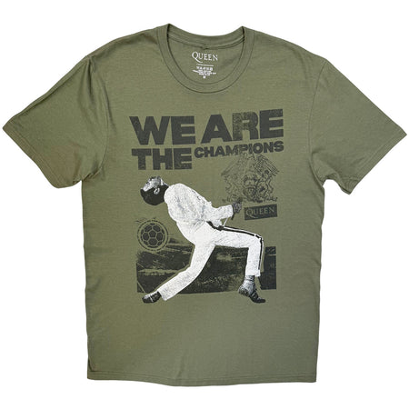 Queen - Champions Stage - Khaki Green  t-shirt