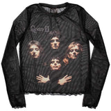 Queen - Bo Rhap Classic -Ladies Mesh Long Sleeve Black t-shirt