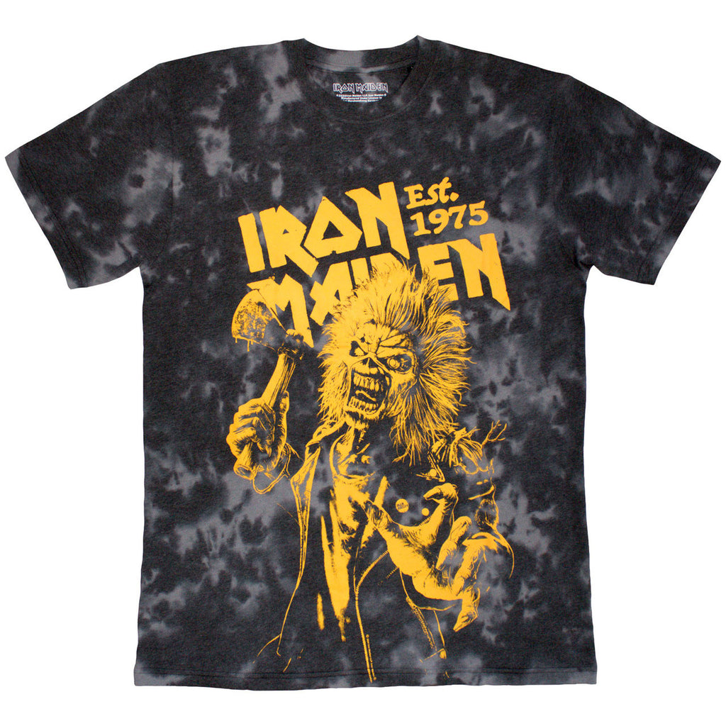 Iron Maiden - Est 1975 Eddie Axe - Black Dye Wash t-shirt