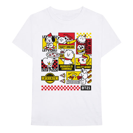 BTS - BT21 - Bite Fast Food - White T-shirt