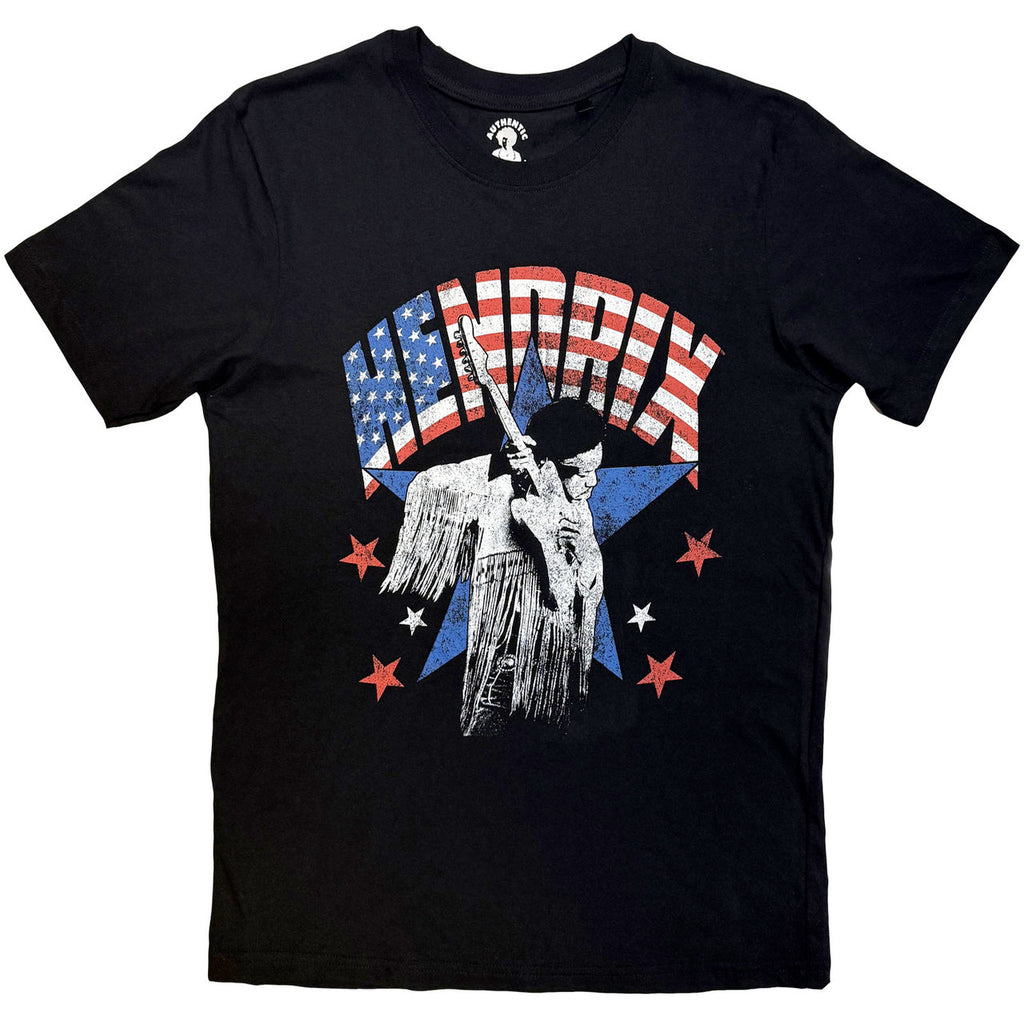 Jimi Hendrix - Flag - Black T-shirt