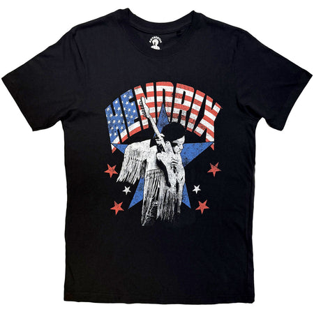 Jimi Hendrix - Flag - Black T-shirt