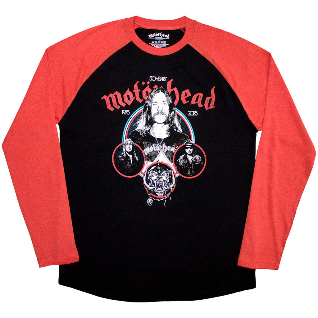 Motorhead - Band Circle  - Black & Red Raglan Baseball Jersey t-shirt