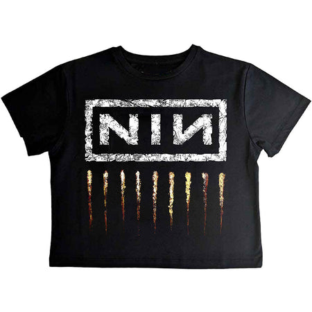 Nine Inch Nails - Downward Spiral - Ladies Crop Top Black T-shirt