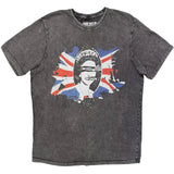 Sex Pistols - God Save The Queen Flag- Charcoal Grey Stone Wash  t-shirt