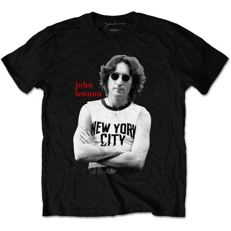 John Lennon - New York City Black & White - Black T-shirt