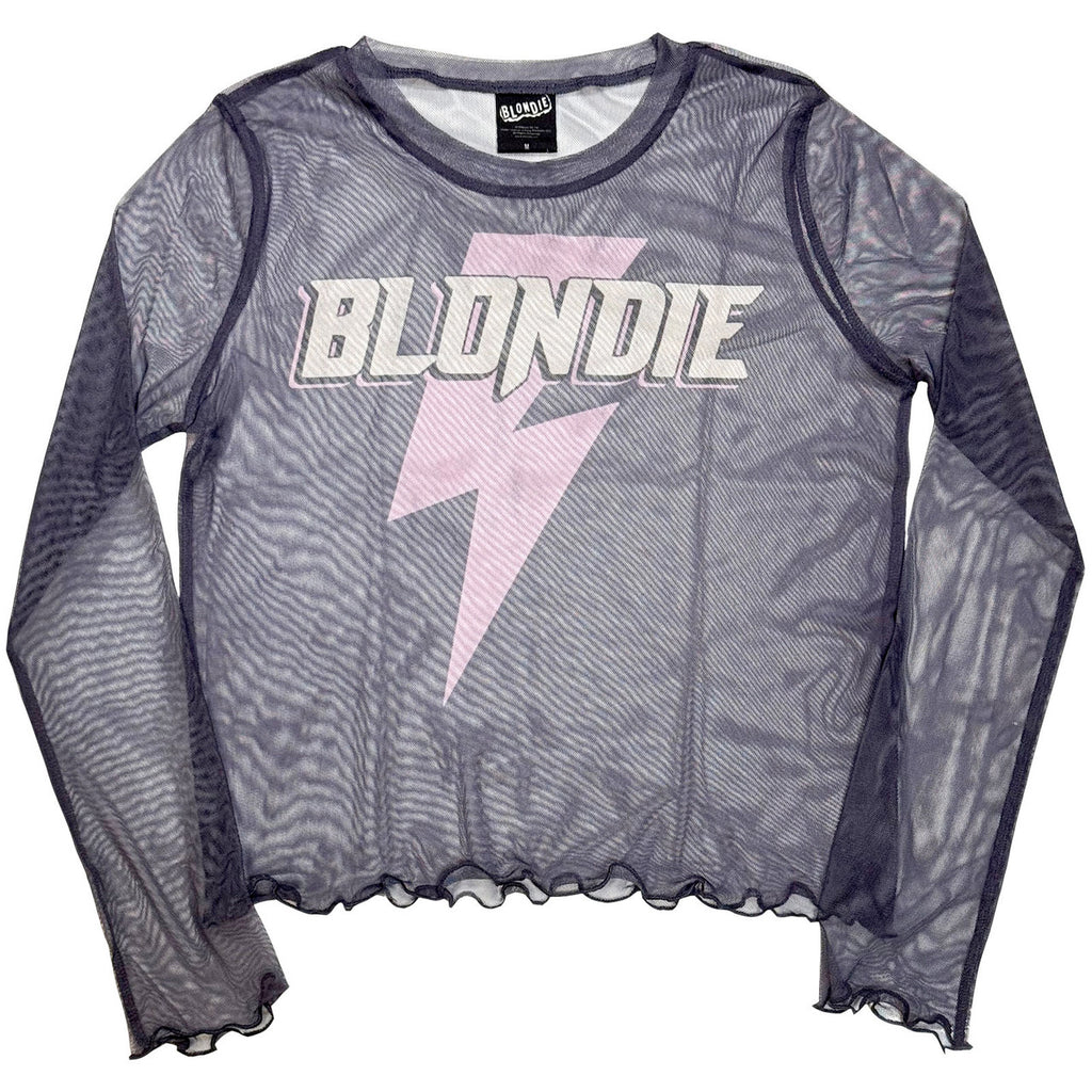 Blondie - Lightning Strike - Purple Ladies Long Sleeve Mesh  Crop Top t-shirt