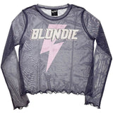 Blondie - Lightning Strike - Purple Ladies Long Sleeve Mesh  Crop Top t-shirt