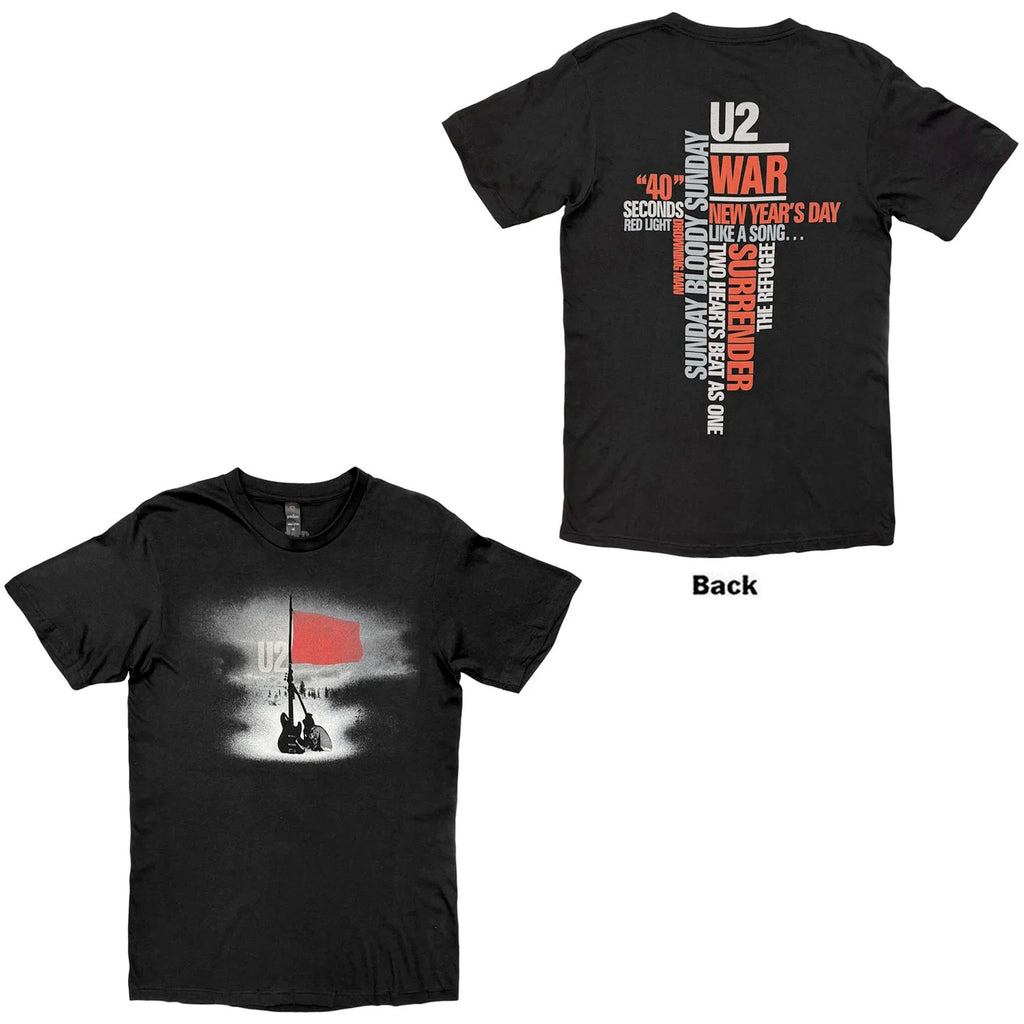 U2 - War Guitars & Red Flag  - Black t-shirt