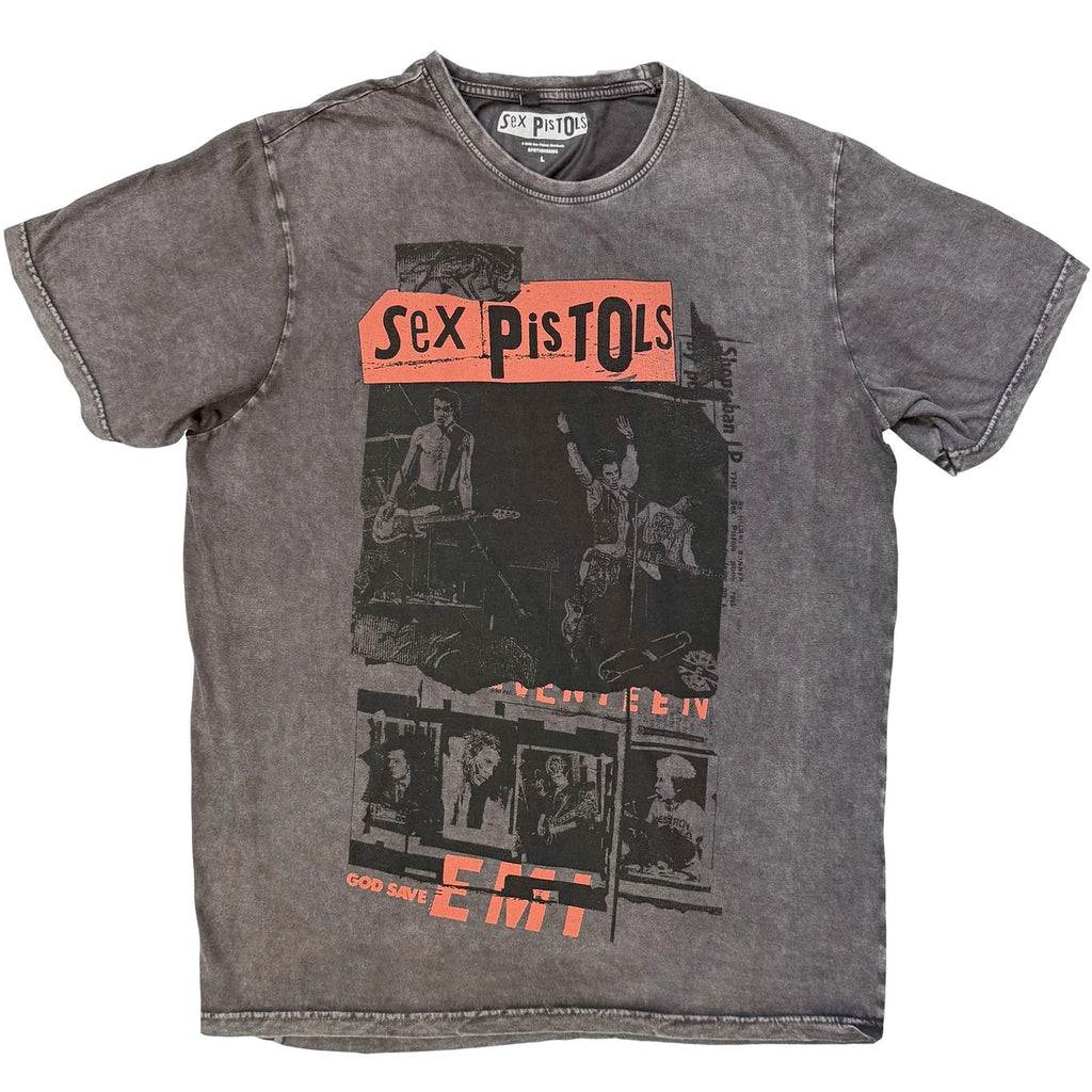 Sex Pistols - Photo Collage- Charcoal Grey Stone Wash  t-shirt