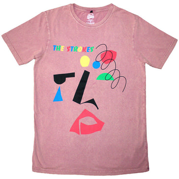 The Strokes - Abstract Face - Kashmir Red Stone Wash  t-shirt