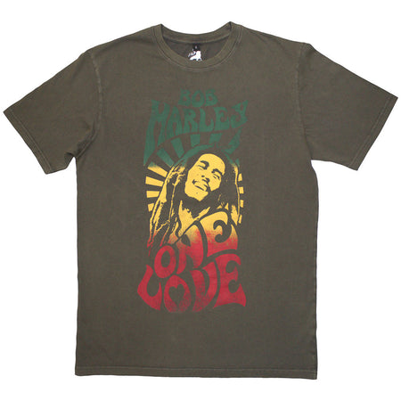 Bob Marley -One Love Gradient - Green Stone Wash  t-shirt