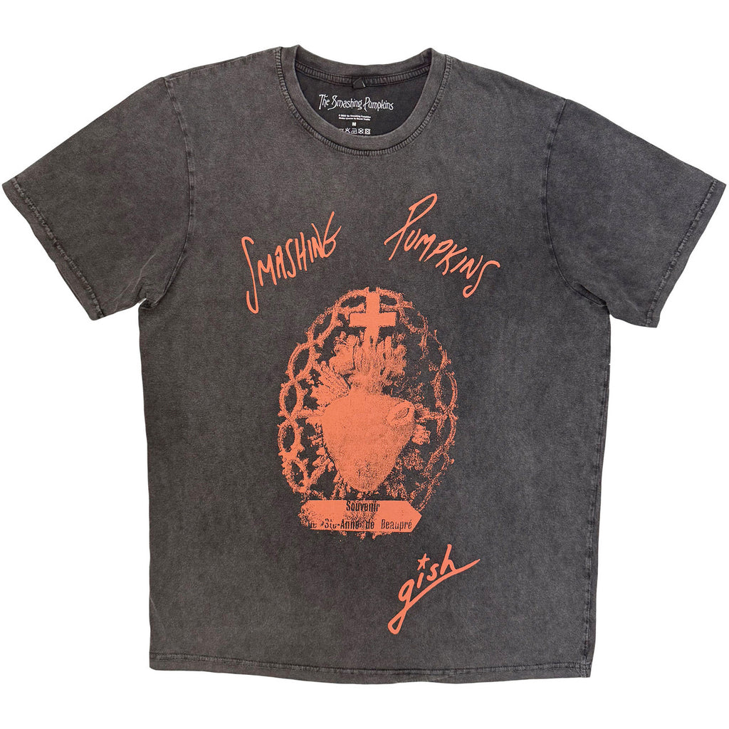 The Smashing Pumpkins - Sacred Heart - Charcoal Grey Stone Wash t-shirt