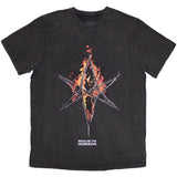 Bring Me The Horizon - Flame Hex & Text Logo  -  Grey Dye Wash  t-shirt