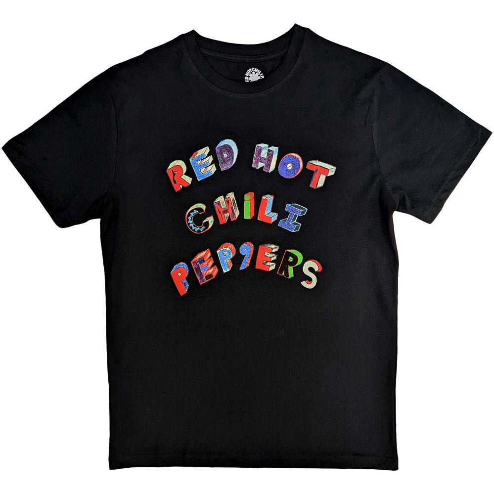 Red Hot Chili Peppers - Colourful Letters - Black t-shirt – burning ...