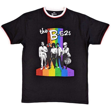 The B-52s - Rainbow Stripes Ringer - Black  t-shirt