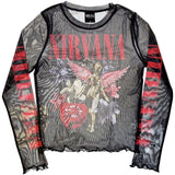 Nirvana - In Utero Vintage Collage - Ladies Long Sleeve Mesh  Crop Top t-shirt