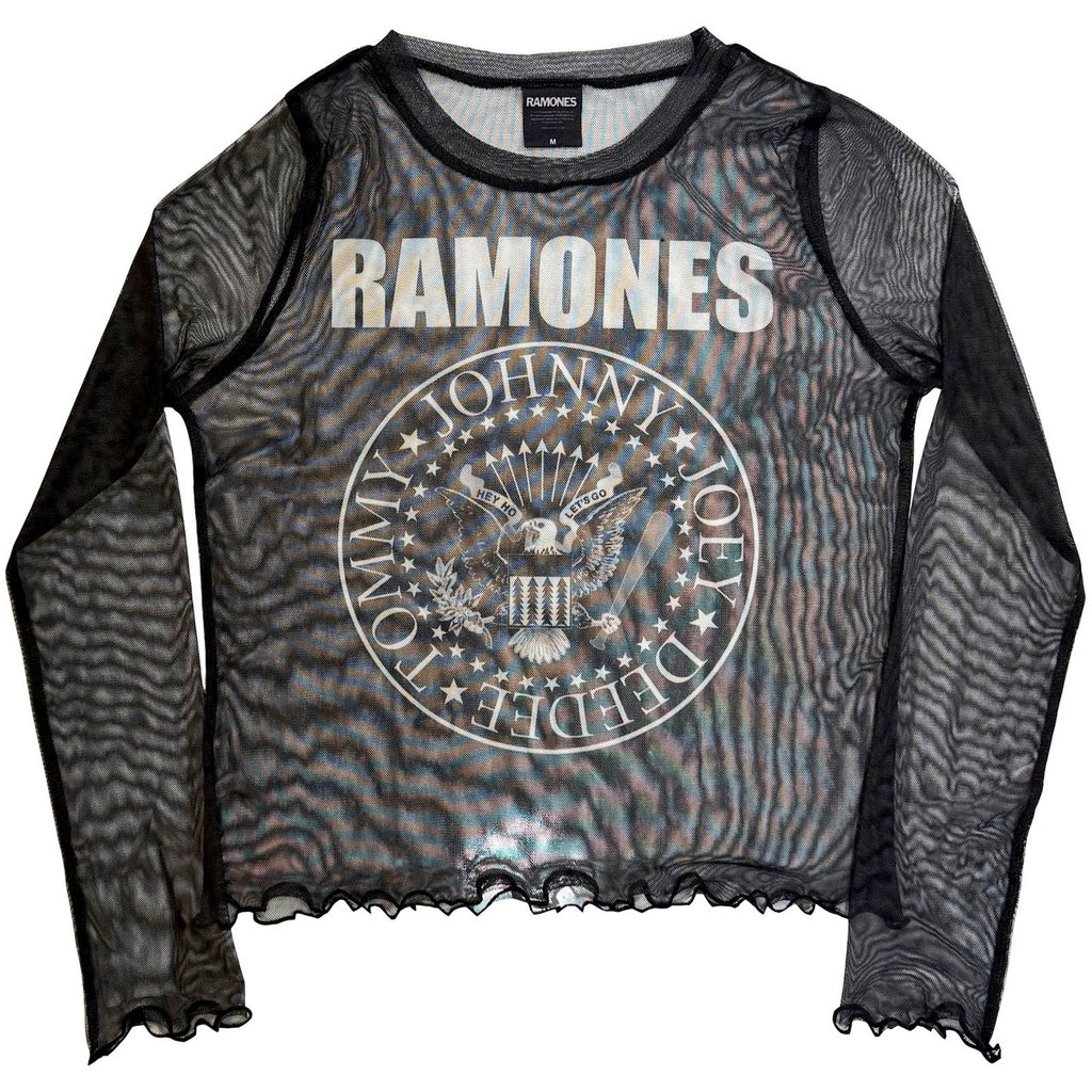 Ramones - Presidential Seal - Ladies Long Sleeve Mesh  Crop Top t-shirt