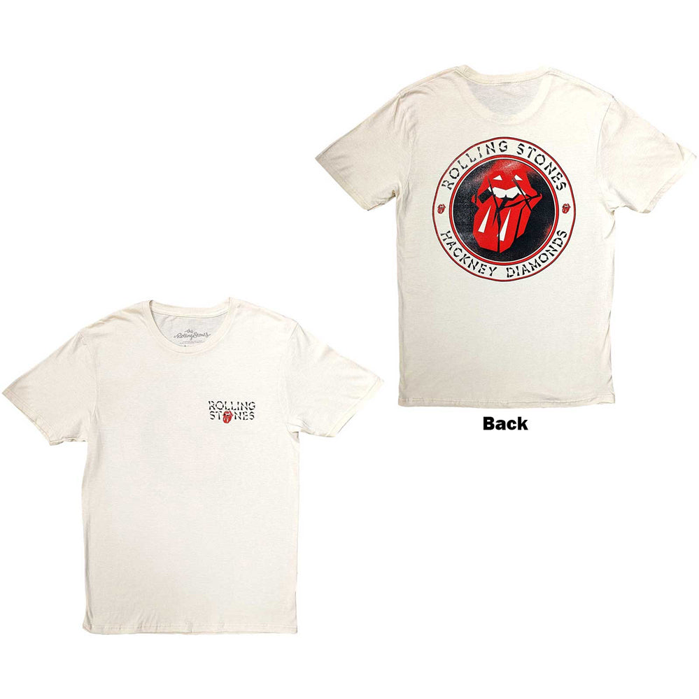Rolling Stones - Hackney Diamonds Circle Label with Backprint - White  t-shirt