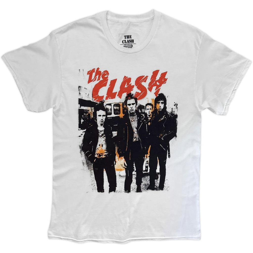 The Clash - Riot Band Photo - White  t-shirt