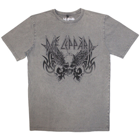 Def Leppard - Tribal Skull - Grey Stone Wash  t-shirt