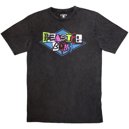 Beastie Boys - Multicolor Logo - Charcoal Grey Stone Wash  t-shirt