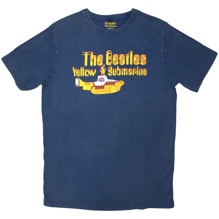 The Beatles - Logo & Sub - Denim Blue Stone Wash t-shirt