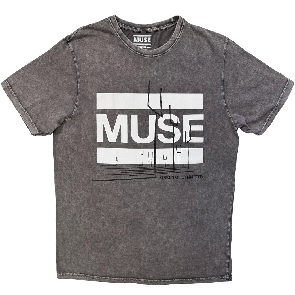 Muse - Origin Of Symmetry - Stone Wash Charcoal Grey t-shirt