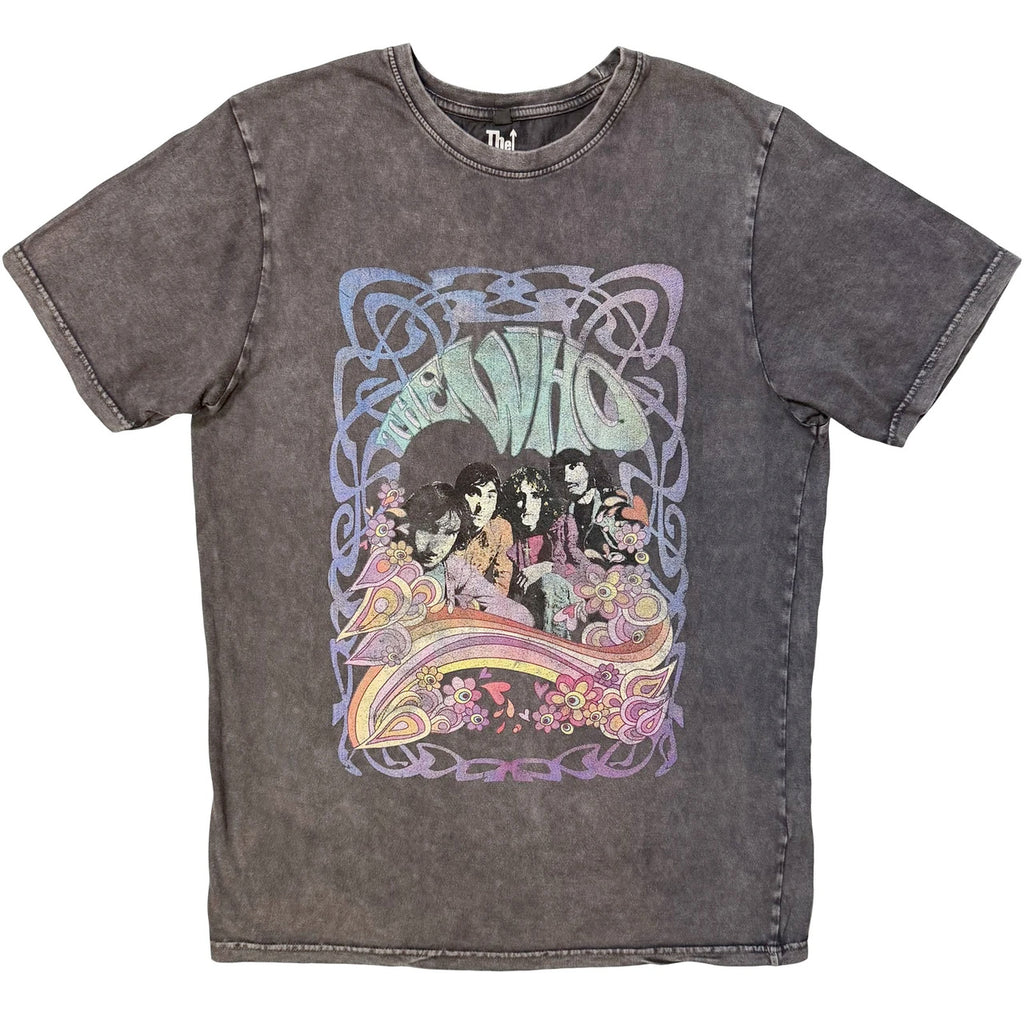 The Who - Psych Floral - Stone Wash Charcoal Grey t-shirt
