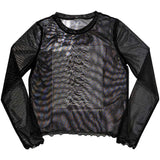 Joy Division - Unknown Pleasures -Ladies Mesh Long Sleeve Black t-shirt