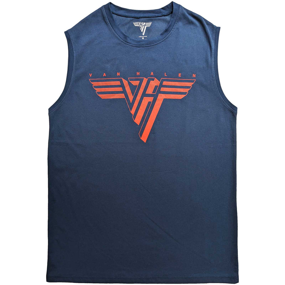 Van Halen Classic Red Logo Blue Tank tshirt burning airlines