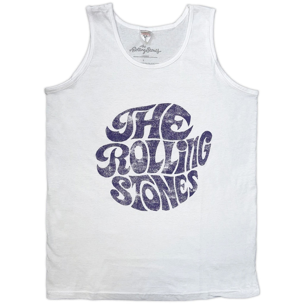 The Rolling Stones - Vintage  70's Logo - White Tanktop T-shirt