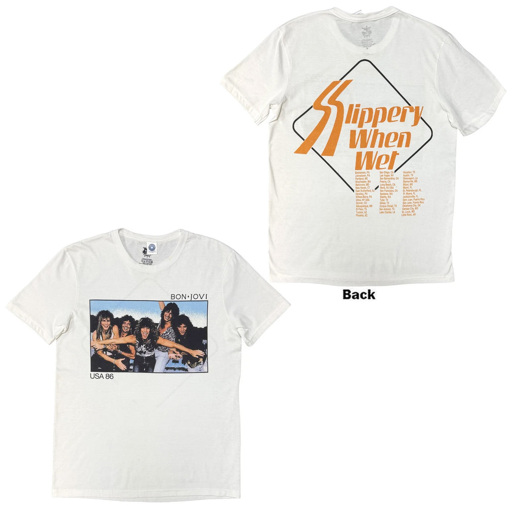 Bon Jovi - USA '86 - White  t-shirt