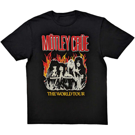 Motley Crue -  World Tour Flames - Black  t-shirt