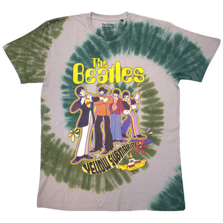 The Beatles - Yellow Submarine Band In Line - Dye Wash White  t-shirt