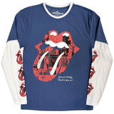 Rolling Stones - Collage Tongue - Denim Blue & White Layered Longsleeve  t-shirt